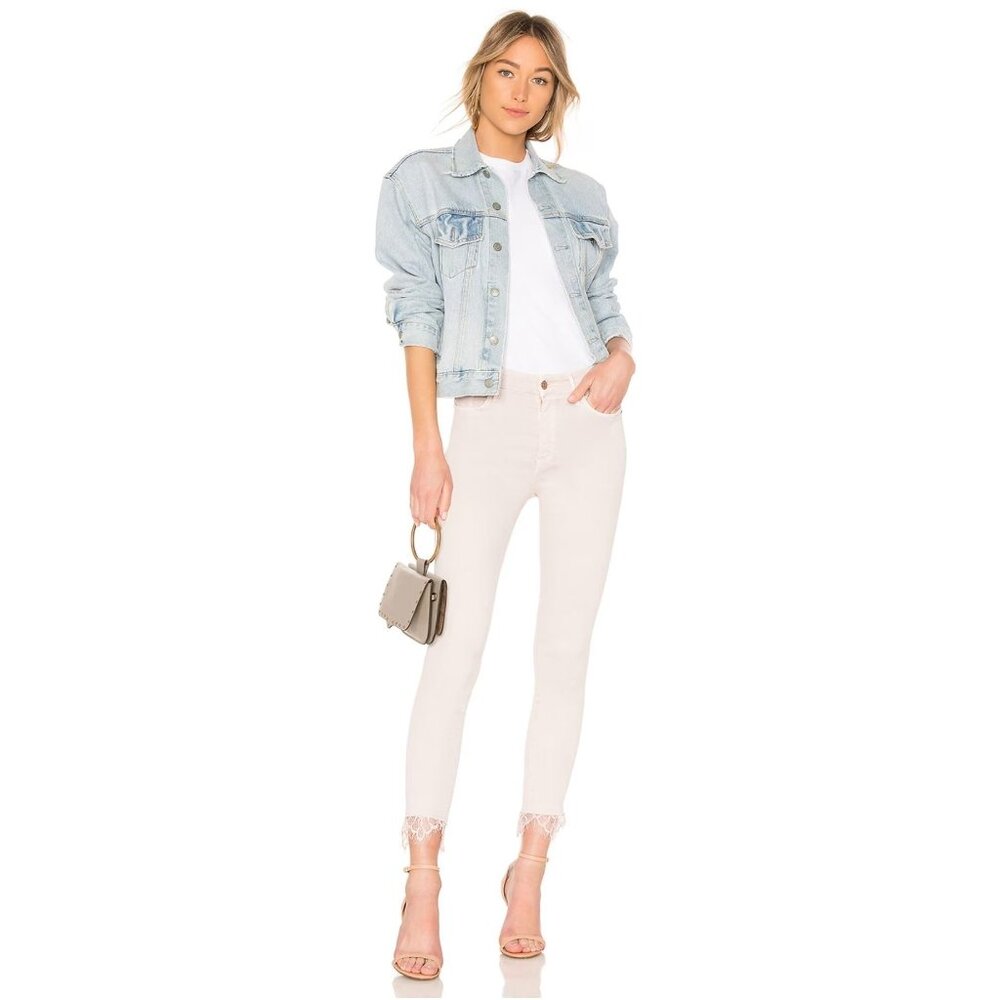 Mother High Waisted Looker Dagger Ankle Fray in Blush - Sz 27 - NWT